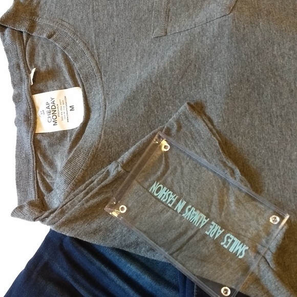Cheap Monday soft Gray mid waist t-shirt sz M - Picture 4 of 5